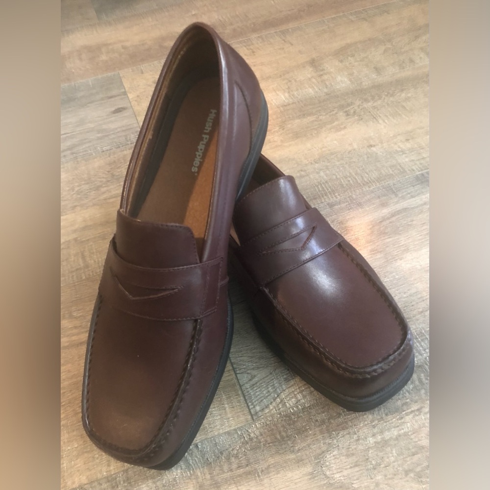 Hush Puppies Men's Dark Brown Leather Penny Loafers~SZ 12W~ NWOT
